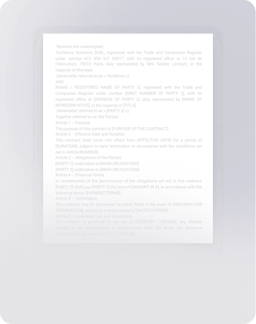 Preview of an individualised contract before export