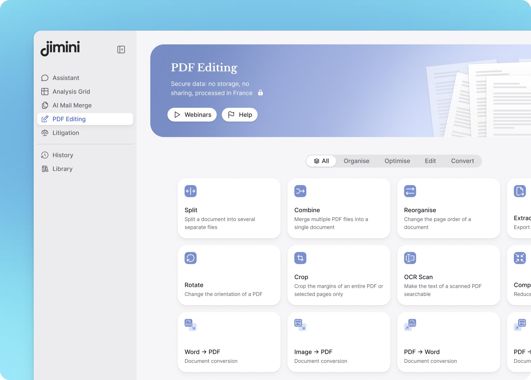Preview of Jimini's PDF editing interface