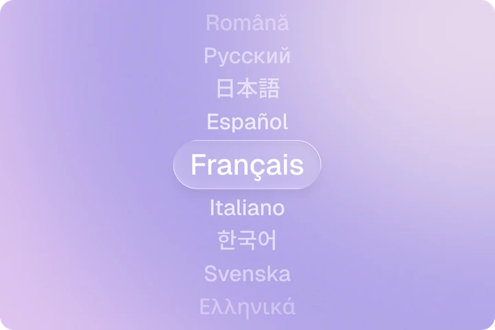 Language selector: Jimini translates into more than 30 languages