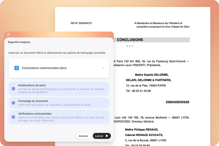 Baguette magique : options de nettoyage d'un document Word