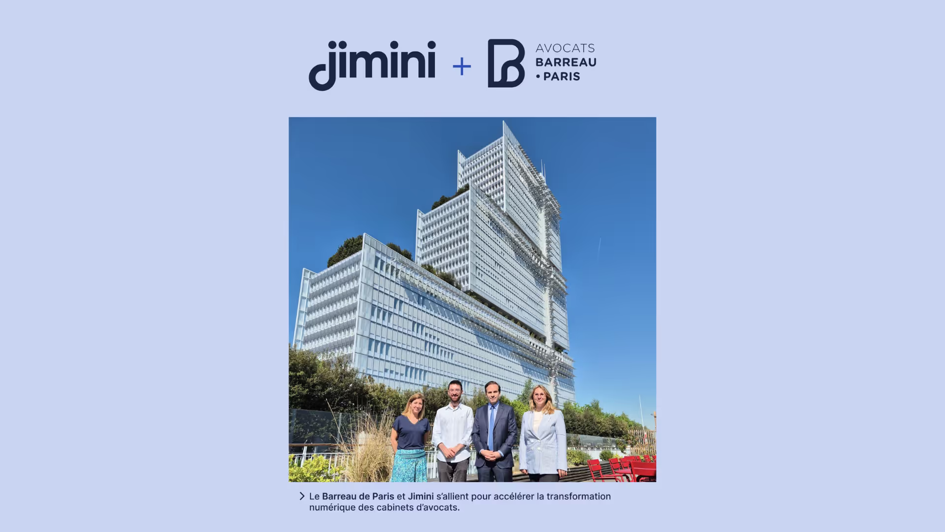 Signature d'un partenariat entre Jimini et le Barreau de Paris