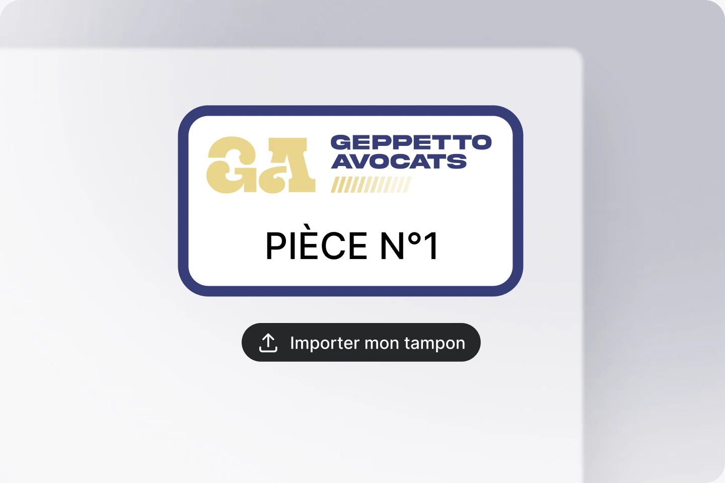 Tampon de cabinet personnalisé « PIÈCE N°1 » appliqué à une pièce